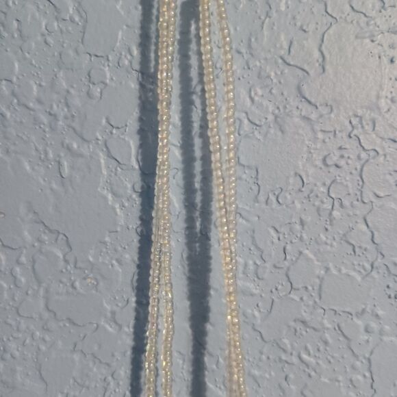 Chunky White 2-Layer Beaded Necklace, 20” - Picture 4 of 4